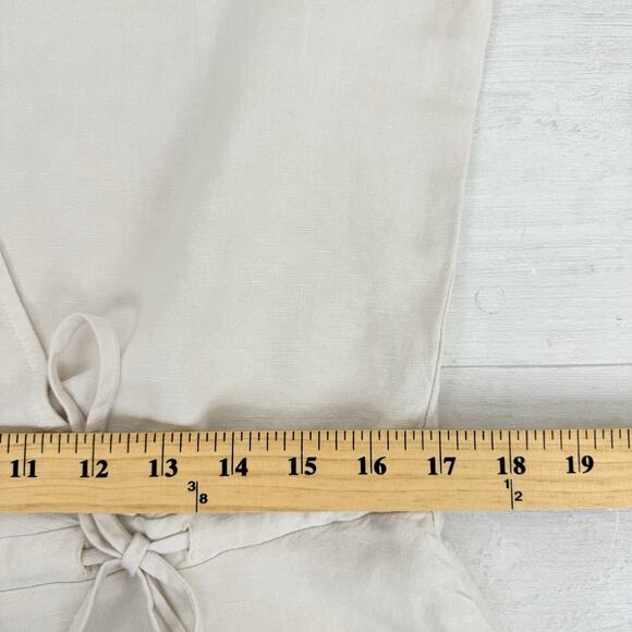 Anthropologie Cloth & Stone Peplum Top XS Linen Blend Preppy Neutral Minimalist - Picture 12 of 16